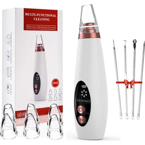 Beauty Blackhead Vacuum Remover Pore Cleaner 3 Pore Suction Modes 6 Probes USB Electric Comedone Acne Extractor with Led Display