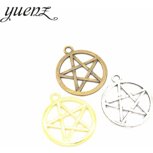 YuenZ 10pcs 3 Color Antique silver color star Charms Pendants for Jewelry Making DIY Handmade Craft 28*24mm L305