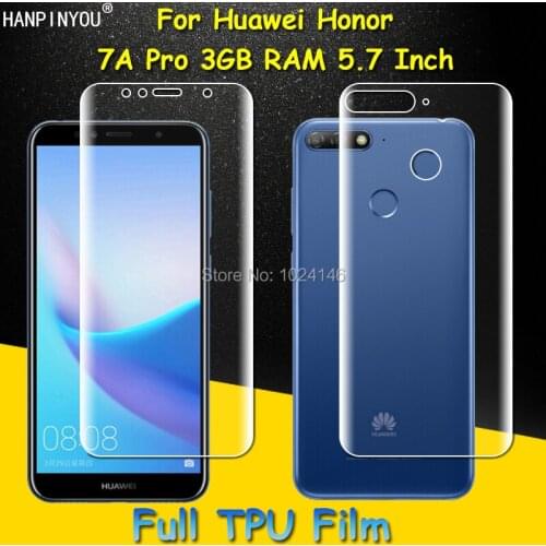 Front / Back Full Coverage Clear Soft TPU Film Screen Protector For Huawei Honor 7A Pro Cover Curved Parts (Not Tempered Glass)