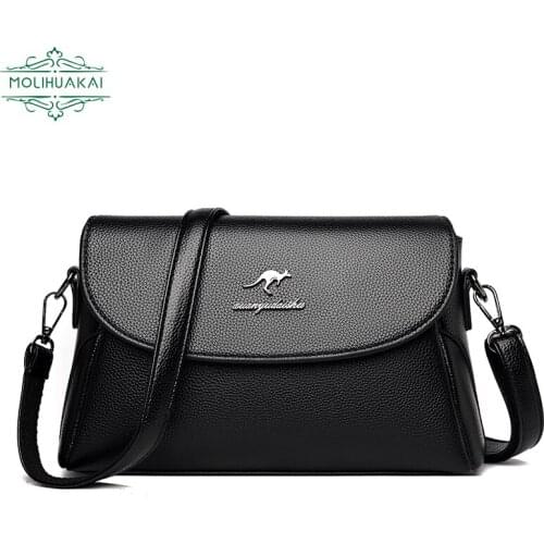 Ladies PU Leather Shoulder Bag Casual Double Shoulder Strap Female Bag Bolsa Feminina Messenger Bag Elegant Girl Handbag 2021