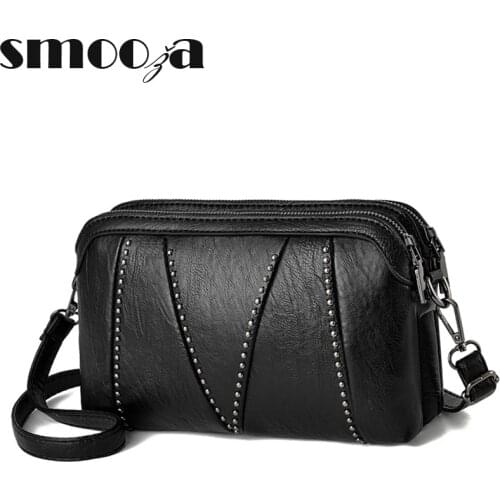 SMOOZA High Quality Womens Handbag Soft Pu Leather Shoulder Messenger Bag Luxury Fashion Ladies Crossbody Bags Female Bolsas