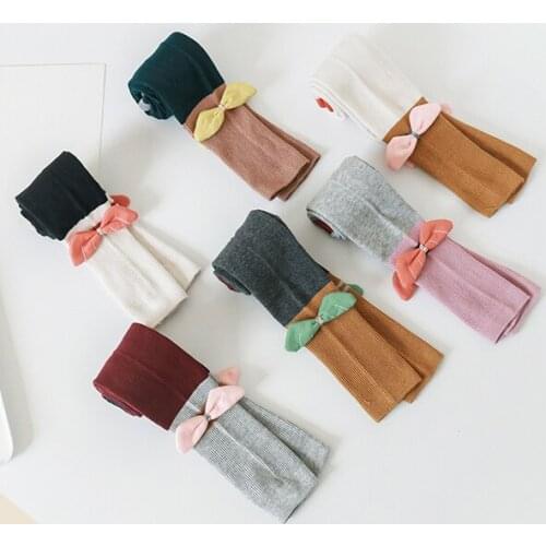 Girl winter Tights New handmade bowknot design hit color Stockings for Kids Girl Tight warm Children Pantyhose 1 2 3 4 5 6 7 Yrs