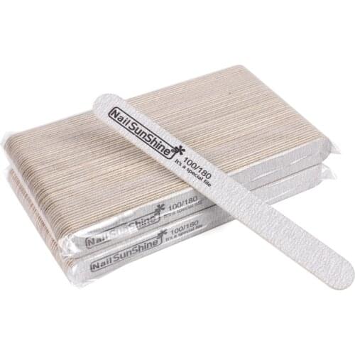 20 Pcs Double-sided Wooden Nail Files 100/180 Grey Sandpaper Straight Buffer Nail Art Files Buffing nagelvijl Manicure Tools Set