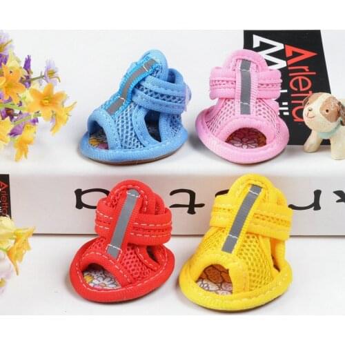 4PSC New Dog Mesh Sandals Non-slip Sneakers Breathable Durable Wear Spring and Summer Teddy Small Dog Pet Supplies X-XXL
