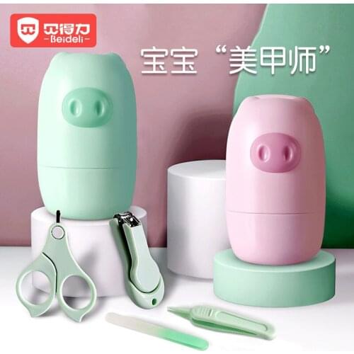 Cute kawaii cartoon pig Newborn Nail Care Set Baby Nail Clipper 5pcs Set nail trimmer baby nail clipper file refill