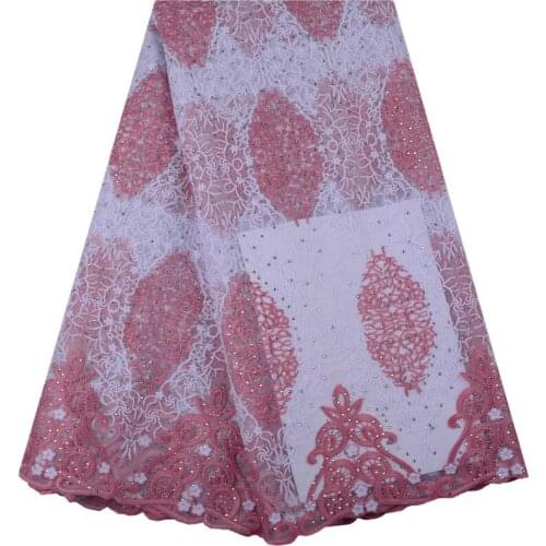 5 Yards 2019 High-end Nigerian Lace Fabric African Cord Lace Fabric High Quality Guipure French Lace Milk Silk Materials 1483