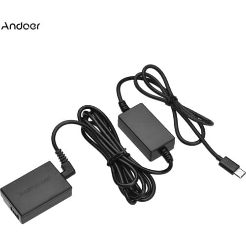 Andoer DC Coupler Dummy Battery and USB-C Type-C AC Converter Power Adapter Cable for LP-E17 Battery Replacement for Canon EOS