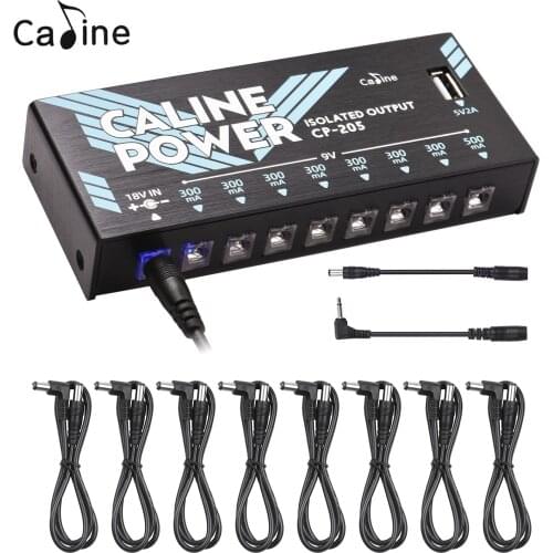 Caline CP-205 Guitar Effect Power Supply Station 8 Isolated Output for 9V Effect Pedal with Power Cable for 9V Guitar Accessory
