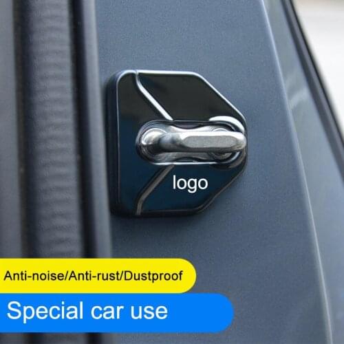 QHCP Stainless Steel Door Lock Covers Car Door Check Arm Limiting Stopper Sticker 4Pcs Fit For Subaru Outback Forester Legacy XV