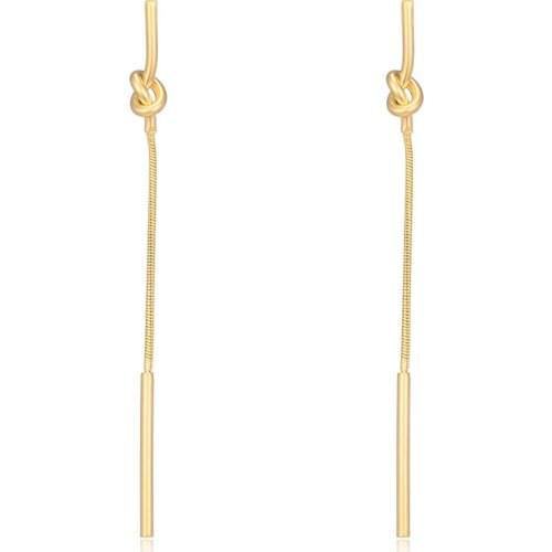 Long Tessal Knot Stick Pendant Earrings New Copper Drop Earring for Women Fashion Jewelry boucle d'oreille femme 2021
