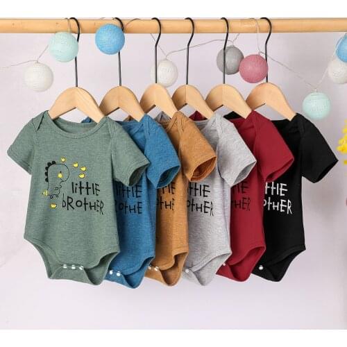 Baby Newborn Girls Boys Cartoon Print Cute Bodysuits Short Sleeve Letter O Neck Infant Toddler Summer Bodysuits Jumpsuits 0-12M
