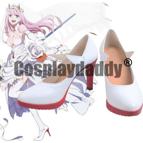 DARLING in the FRANXX Zero Two Wedding Ver. Anime Cosplay White Heels Pumps Shoes S008