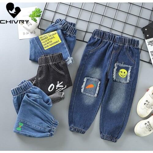 New 2020 Kids Fashion Jeans Trousers Pants Boys Denim Pants Baby Boys Cartoon Jeans Autumn Winter Jeans Long Pants Clothing