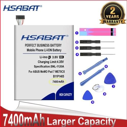 HSABAT 0 Cycle 7400mAh B11P1405 Battery for ASUS MeMO Pad 7 ME70CX K01A High Quality Replacement Accumulator