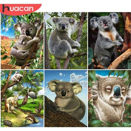 HUACAN 5D Diamond Embroidery Painting Koala Full Square Drill Diamond Mosaic Animal Rhinestone Kit Sale Home Decor