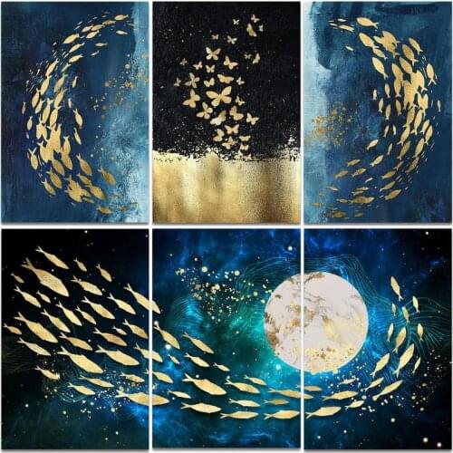 RUOPOTY Frame Picture Diy Oil Painting By Numbers Kits Abstract Fish Acrylic Wall Art Home Decors Coloring By Numbers For Diy Gi