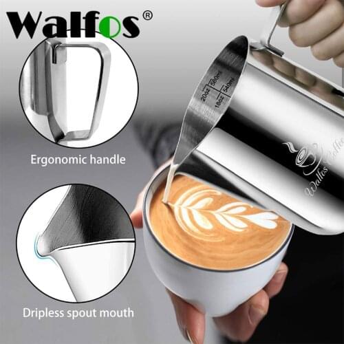 WALFOS Stainless Steel Thickened Milk Froth Pot Espresso Barista Craft Latte Cup Cappuccino Milk Pot Manufacturer