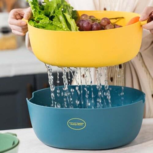 Fruit basket household drain basket sink living room fruit basket Nordic fruit plate kitchen creative double-layer vegetable bas