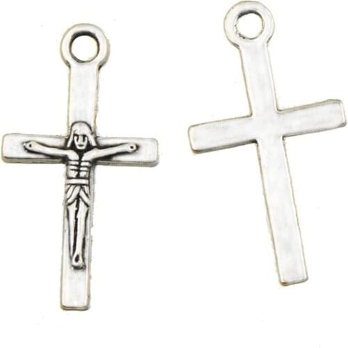 Cross Charms Bracelets Necklaces Pendants Earrings DIY Religions Jesus Christ Antique Color Metal Jewelry Findings 23*13mm 80pcs