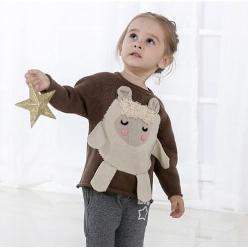 Hot autumn and winter childrens sweater hooded Baby Girl jacket European childrens cotton knit cardigan sheep
