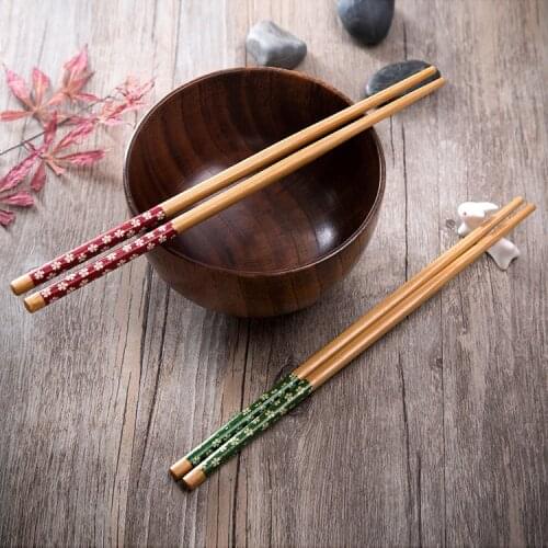 Lucky Cat Bamboo Ecological Chopsticks Handmade Wood Wooden Sushi Chopsticks Japanese Style