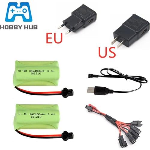 Ni-MH 3.6v 2400mah Battery + USB Charger For Rc toys Car Tank Train Robot Boat Gun AA NIMH 700mah 3.6v Rechargeable Battery Pack