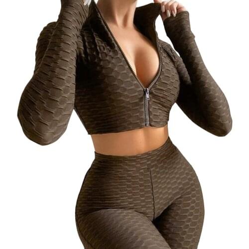 2021 New Womens Fashion Tight-fitting Solid Color Long-sleeved Shorts Two-piece Casual Sports Suit Women
