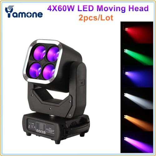2pcs/Lot New Arrival Bright Four Eyes 4*60W + 64*1.5W LED Moving Head Super Beam Wash Zoom Light For Club Party