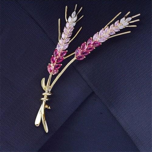New Design High-Grade Wheat Ear Zircon Brooch Elegant Lady Temperament Creative Brooch Banquet Jewelry Gift