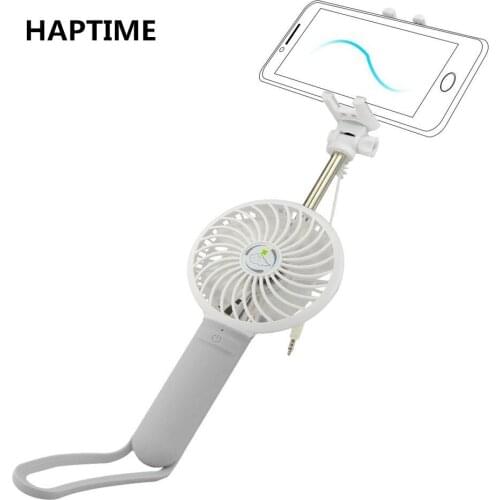 Outdoor Wired Selfie Stick with 3 Speeds Rechargeable Handheld Mini Fan CoolerPower Bank USB Fan Travel Self Portrait Monopod