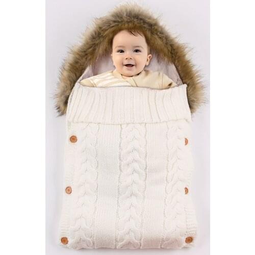 IYEAL Newborn Baby Swaddle Blanket With Fur Fleece Wrap Nap Blanket Plus Velvet Kids Toddler Thick Knit Soft Warm Sleep Sack