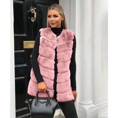 Casual Fashion Warm Slim Sleeveless Faux Fur Teddy Coat 2020 Winter Autumn Vest Furry Coats Women Parkas Solid Color Jacket