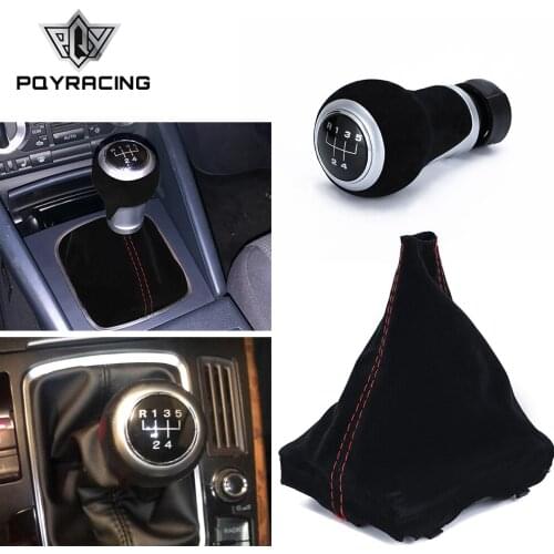 5 Speed Manual MT Gear Shift Knob With Gaiter Boot Dust Cover Black Suede For 07-15 Audi A4 B8 Q5 S Line VW Golf 5 6 MK5 MK6