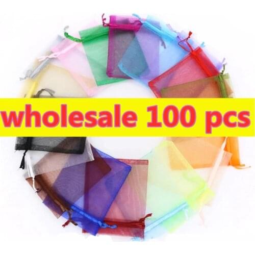 Eyelash brush bag 100pcs 24 Colors Jewelry Bag Wedding Gift Organza bag Jewelry Packaging Display & Jewelry Pouches