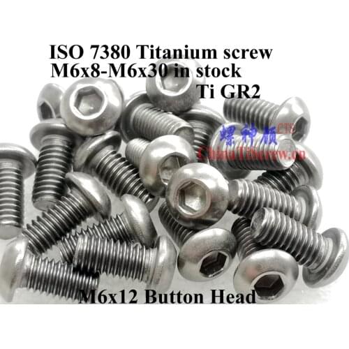 ISO 7380 Titanium screws M6x10 M6x12 M6x16 M6x20 M6x25 M6x30 Button Head Hex 4.0 Driver Ti GR2 Polished 10 pcs