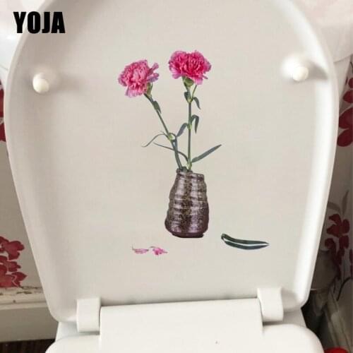 YOJA 17.6*24CM Pink Carnation Creative Home Wall Sticker Bathroom WC Toilet Decoration T1-0400
