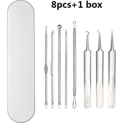 1set Stainless Pimple Blemish Comedone Acne Extractor Remover Kit Blackhead Remove Needles Treatment Face Skin Care Tool