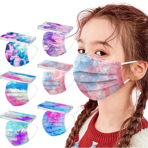 10PC Children Mask tie-dye Print Halloween Cosplay Mask Earhook Colorful Disposable FaceMask Mascarillas Masque Mondmasker Mask