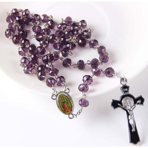 NEW Religious Catholic Saint Virgin Mary Pray Rosary Trendy Long Necklace Silver Plated Jesus Crucifix Cross Pendant 10pcs/llot