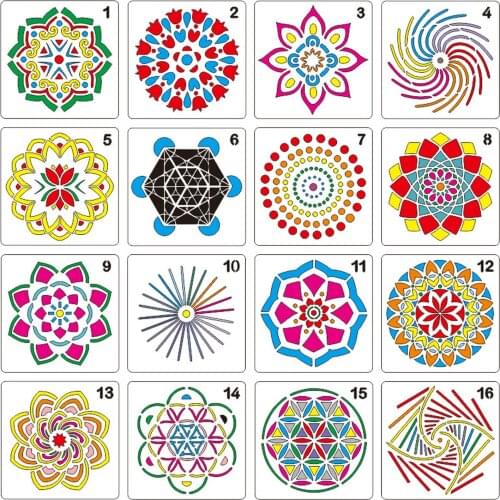 16pcs Mandala Dotting Tools Templates Stencil Set DIY Design for DIY Painting Drawing Drafting Art Craft Projects Accessories