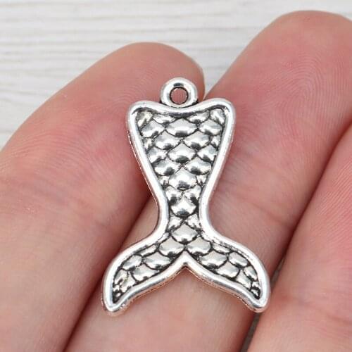 20 x Metal Fish Mermaid Tail Charms Pendants Beads for DIY Handmade Jewelry Making Findings 27x19mm