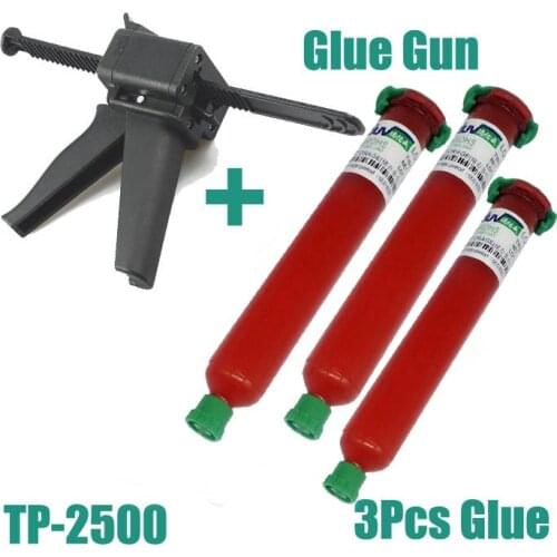 3pcs TP-2500 uv glue and UV Glue Gun Loca Is Used For Touch Screen And Sticking Glass Including UV glue and glue gun
