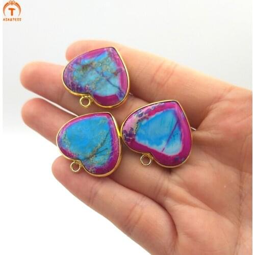 5pcs Natural Exquisite Blue Emperor Stone Little Heart Shaped Pendants Charm Elegant Woman Jewelry Making Necklace DIY 20mm