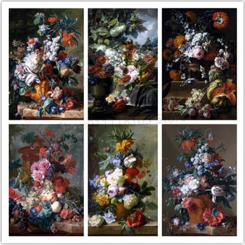 5D DIY Diamond Painting Flower Poster Diamond Embroidery Bouquet Retro Cross Stitch Complete Diamond Mosaic Home Decoration