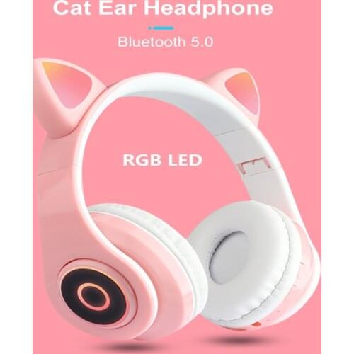 Wireless Cat Ear Bluetooth Headset New Stereo HD Universal Music Headset Multicolor With LED Light Folding Gaming Headset
