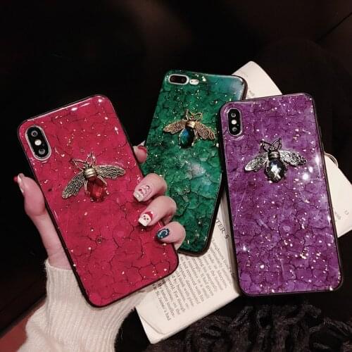 Glitter Gold Foil Marble bee phone case For Samsung galaxy Note 10 pro S10 5G A6 A8 A7 2018 S8 S9 Plus A10 A20 A30 A50 A70 Cover