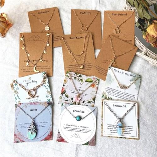 Bohemian Star Moon Eye Cross Geometric Necklace Vintage Crystal Stone Pendant Necklace for Women Collar Statement Jewelry