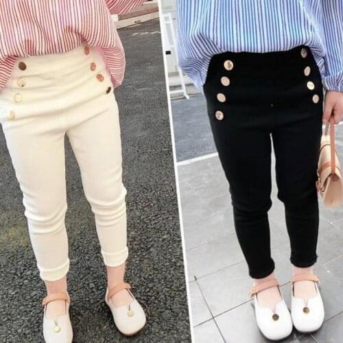 Girls' pants autumn and winter childrens clothing solid color childrens pants female baby trousers childrens white black
