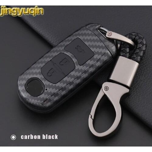 Jingyuqin Remote Car Key Carbon Fiber Case For Mazda 2 3 6 Atenza Axela CX-5 CX5 CX-7 CX-9 2014 2/3 Buttons Fob Cover