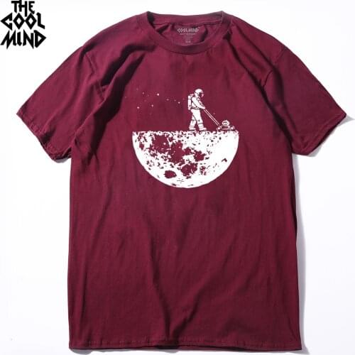 COOLMIND MO0118A o-neck 100% cotton knitted summer street style casual short sleeve men T shirt cool loose tshirt male t-shirt